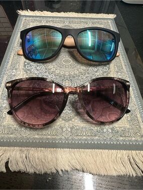 2X Foster Grant Sunglasses — Blue Mirror & Tortoiseshell Purple Lenses